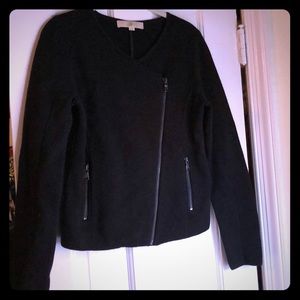 LOFT Wool Blend Black Moto-Style Knitted Jacket